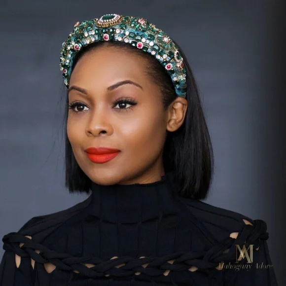 New Pink Handmade Embroidery Glamorous Beads, Gems and Pearls Quality Headband - Picture 6 of 6